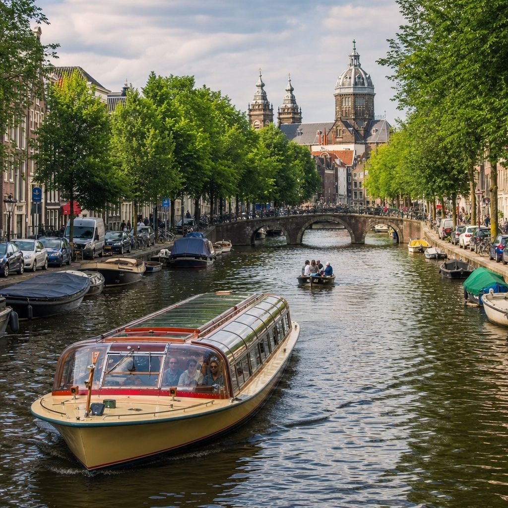 Amsterdam Canals,Netherlands Image demonstrating Amsterdam Canals,Netherlands in the Transport, Logistics, Mobility context